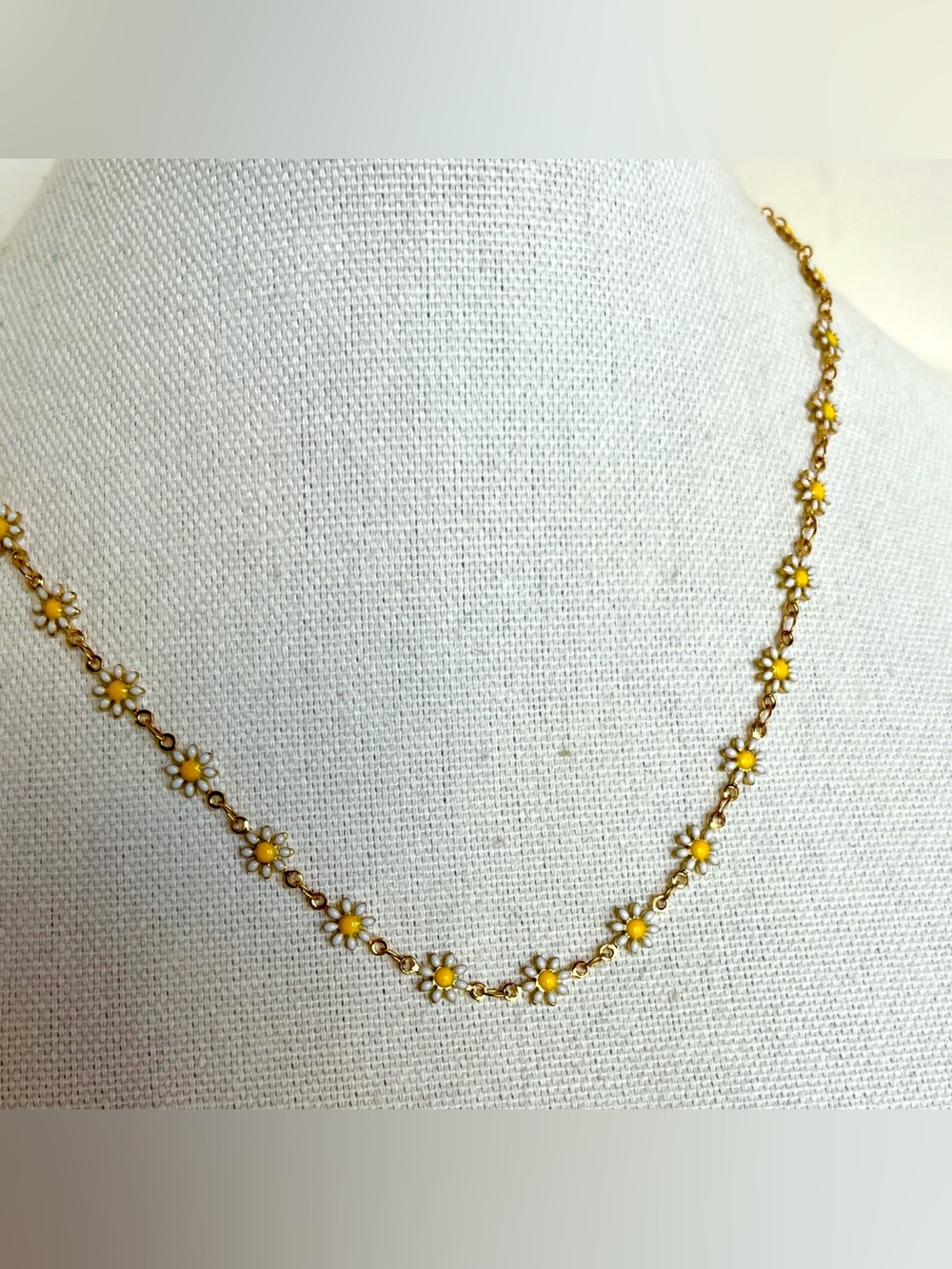 Gold-Tone Yellow Daisy Necklace - Women Jewelry 19 inches